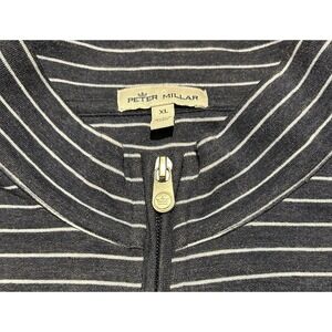Peter Millar Quarter Zip Golf Sweater Mens‎ XL Blue Stripe Cotton Crown Crafted